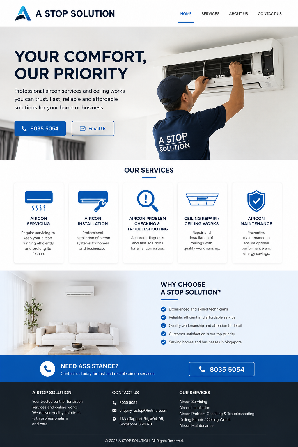 A Stop Solution technician servicing an air conditioner